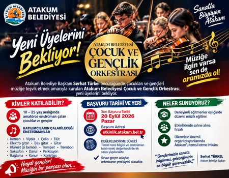Atakum Belediyesi Çocuk ve Gençlik Orkestrası yeni üyelerini bekliyor