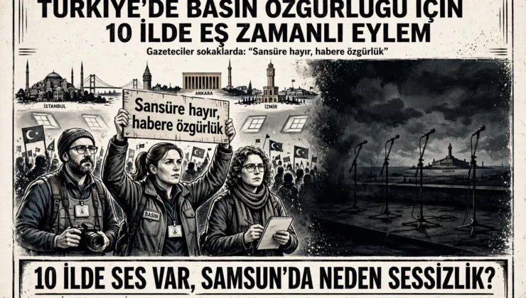 10 İLDE BASIN ÖZGÜRLÜĞÜ İÇİN SES YÜKSELTİLDİ, SAMSUN’DAKİ 8 BASIN ÖRGÜTÜ NEDEN SESSİZ?